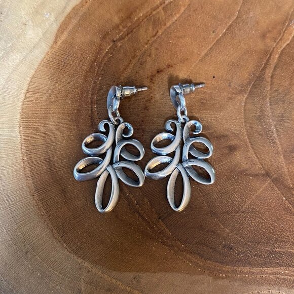 RETIRED James Avery Ribbon Ear Post Earrings, Sterling Silver - Picture 1 of 3